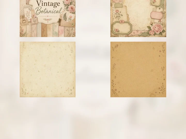 Free Vintage Botanical Scrapbook Papers | Junk Journal Printable Kit