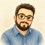 Illustrated portrait of Juan A., ScrapBujo co-founder and digital collection designer