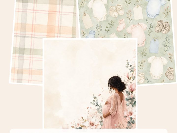 Free Blooming Motherhood Maternity Watercolor – 3 Printable Scrapbook Paper Samples preview