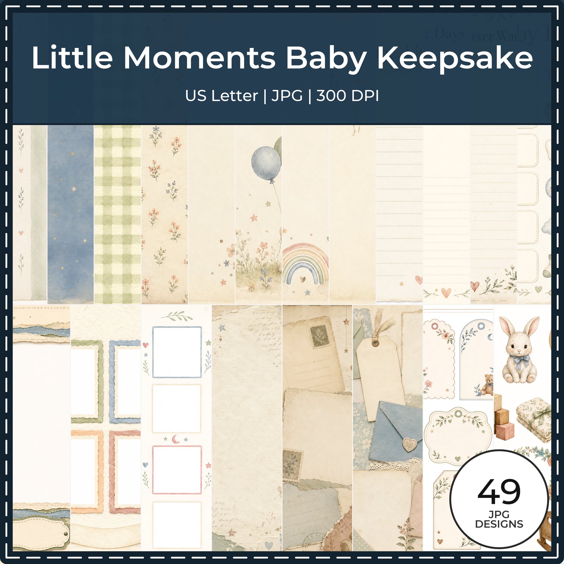 Little Moments Baby Keepsake Digital Scrapbook Papers