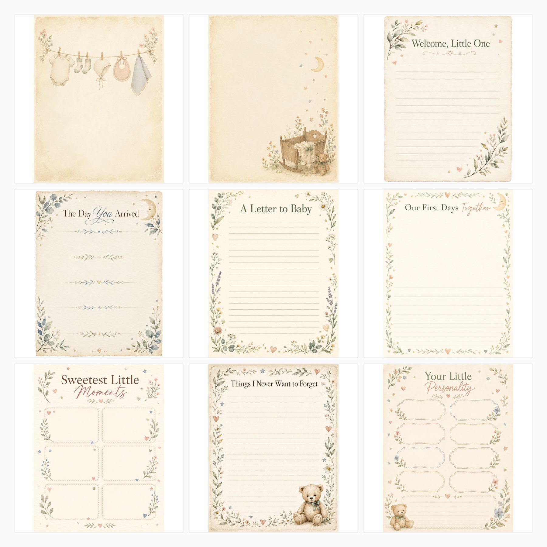 Little Moments Baby Keepsake Digital Scrapbook Papers preview 4