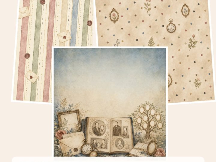 Free Family History Genealogy Heritage Journal – 3 Printable Scrapbook Paper Samples
