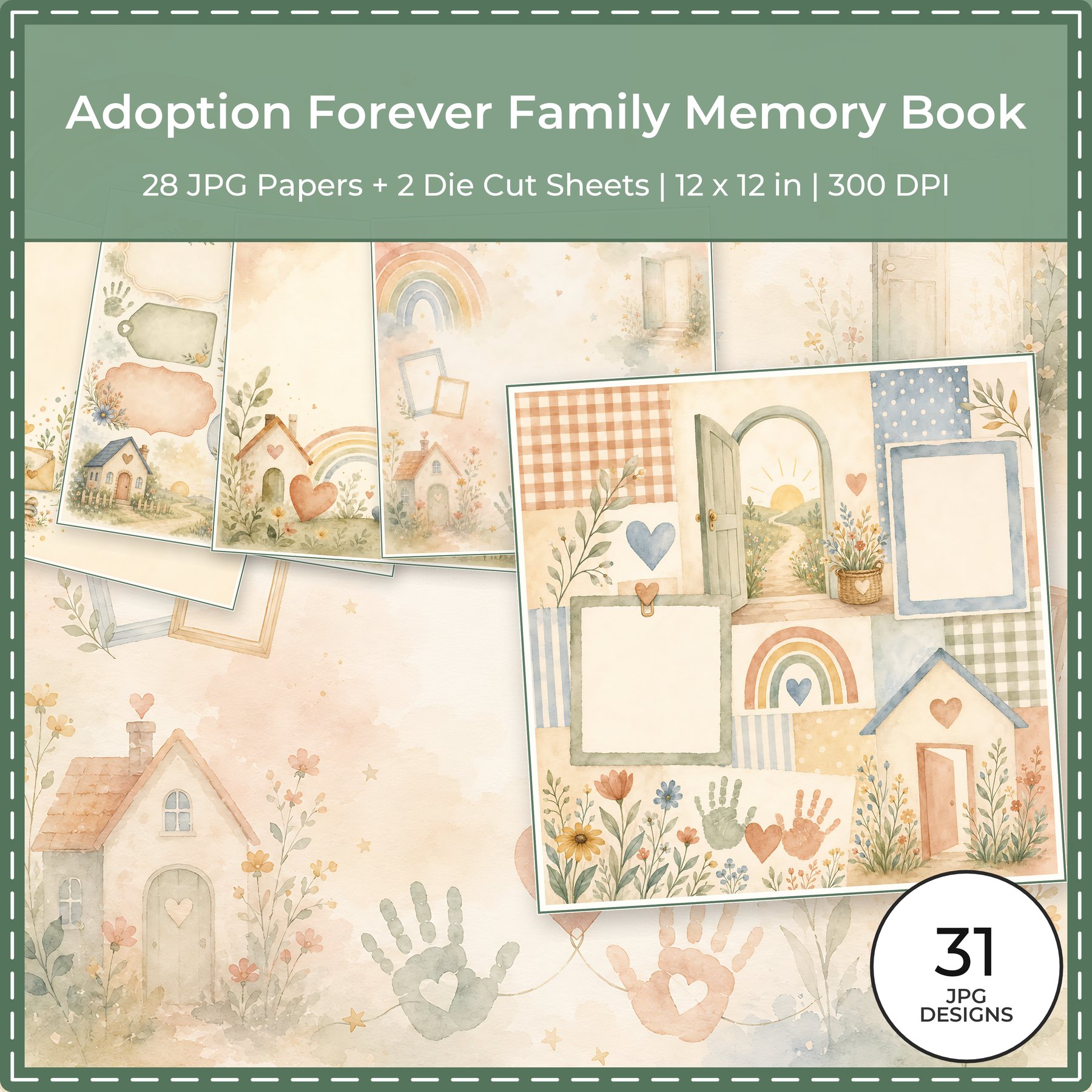 Adoption Forever Family Memory Book Digital Scrapbook Paper