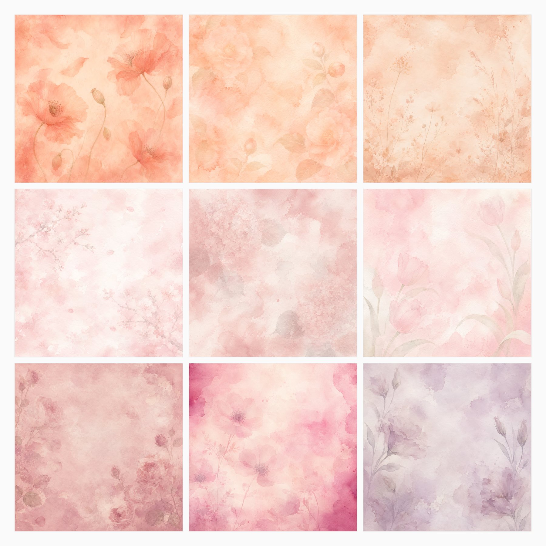 Pastel Ghosted Floral Watercolor Papers preview 3