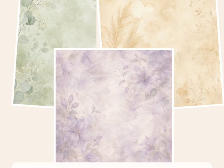 Free Pastel Ghosted Floral Watercolor Papers – 3 Printable Scrapbook Paper Samples preview