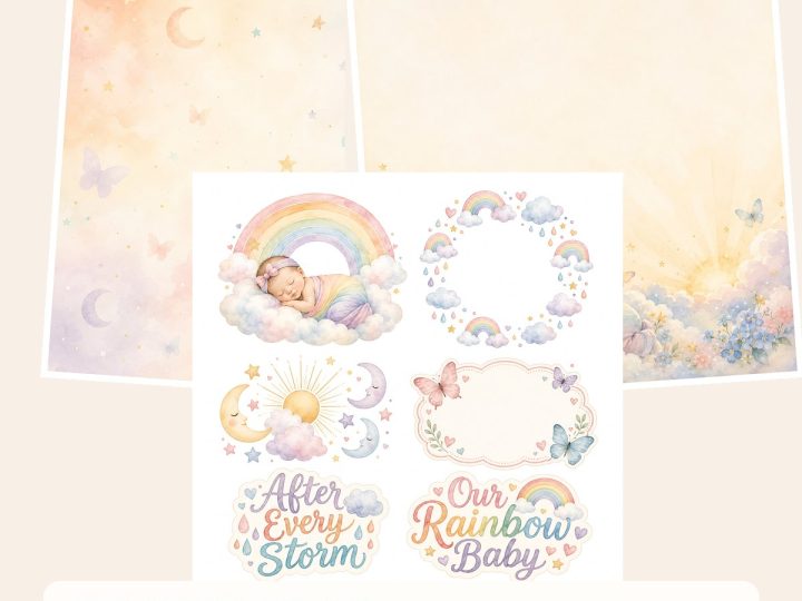 Free Rainbow Baby Hope After The Storm – 3 Printable Scrapbook Paper Samples preview