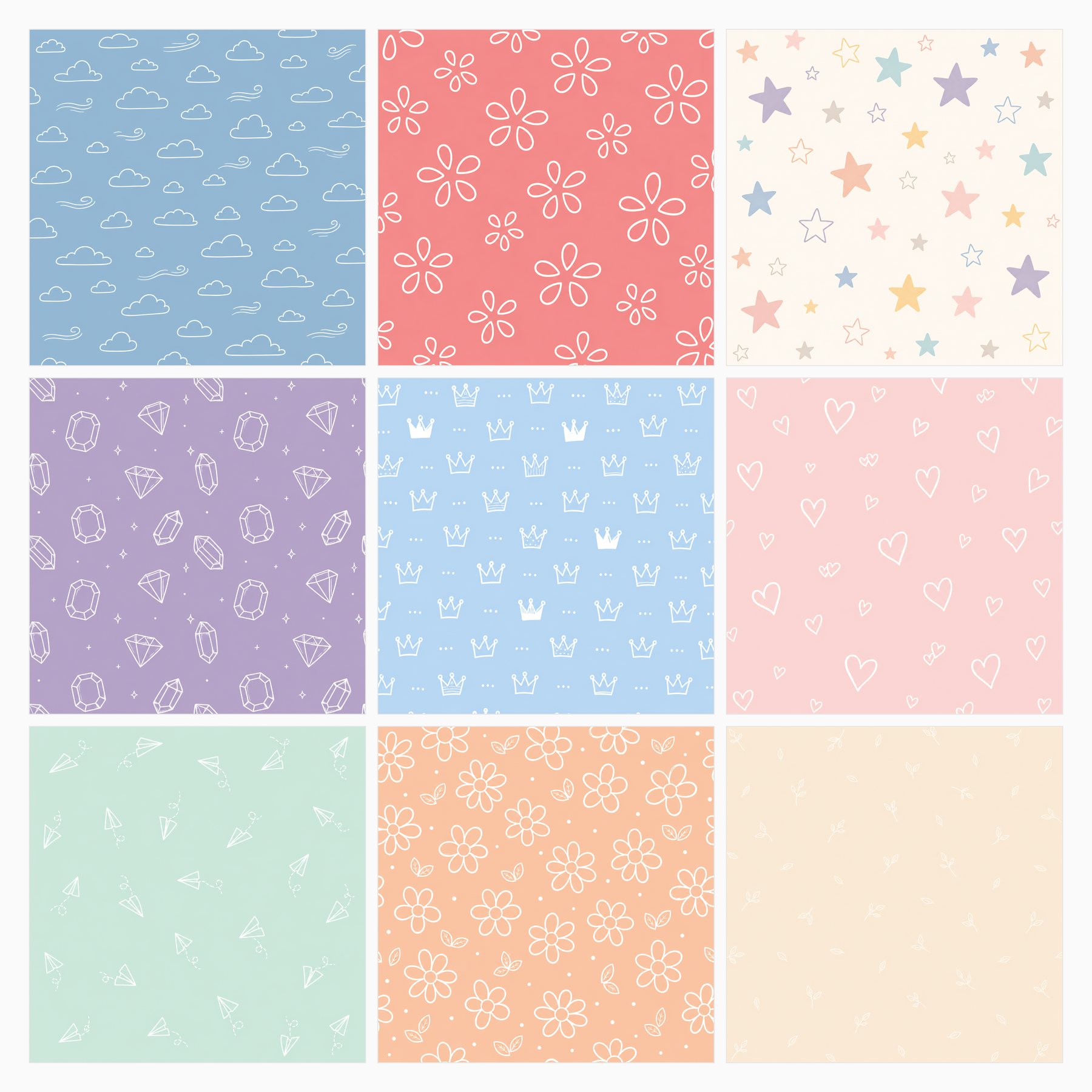 Playful Pastel Doodle Digital Scrapbook Paper preview 4