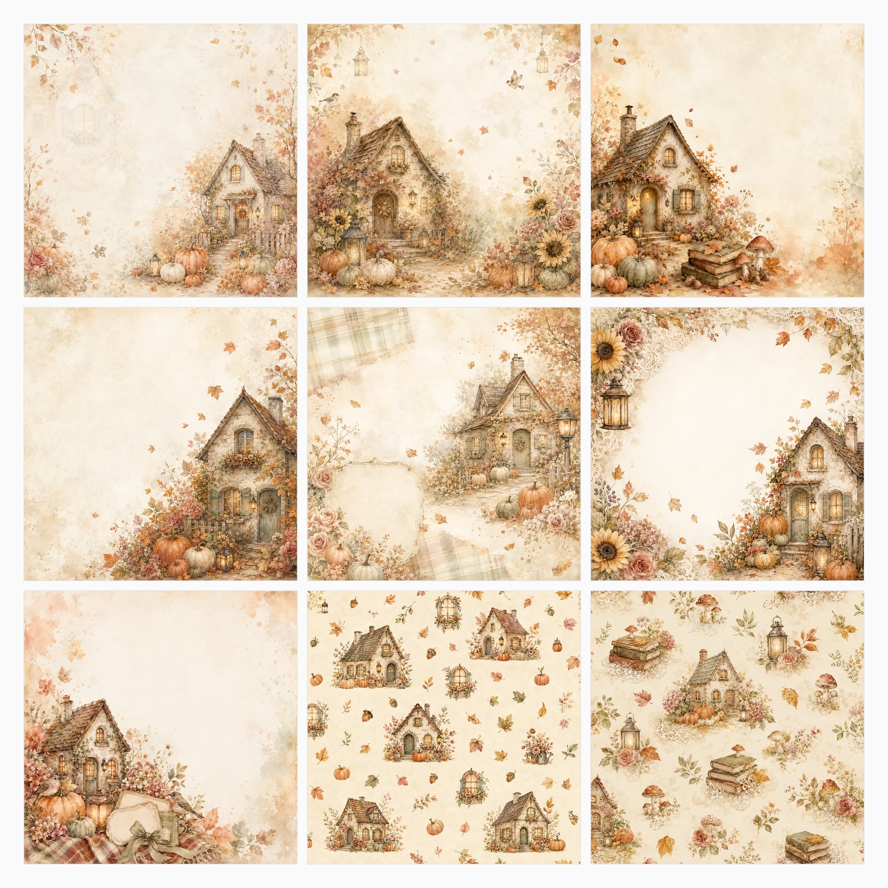 Shabby Autumn Cottage Harvest Digital Scrapbook Papers preview 2