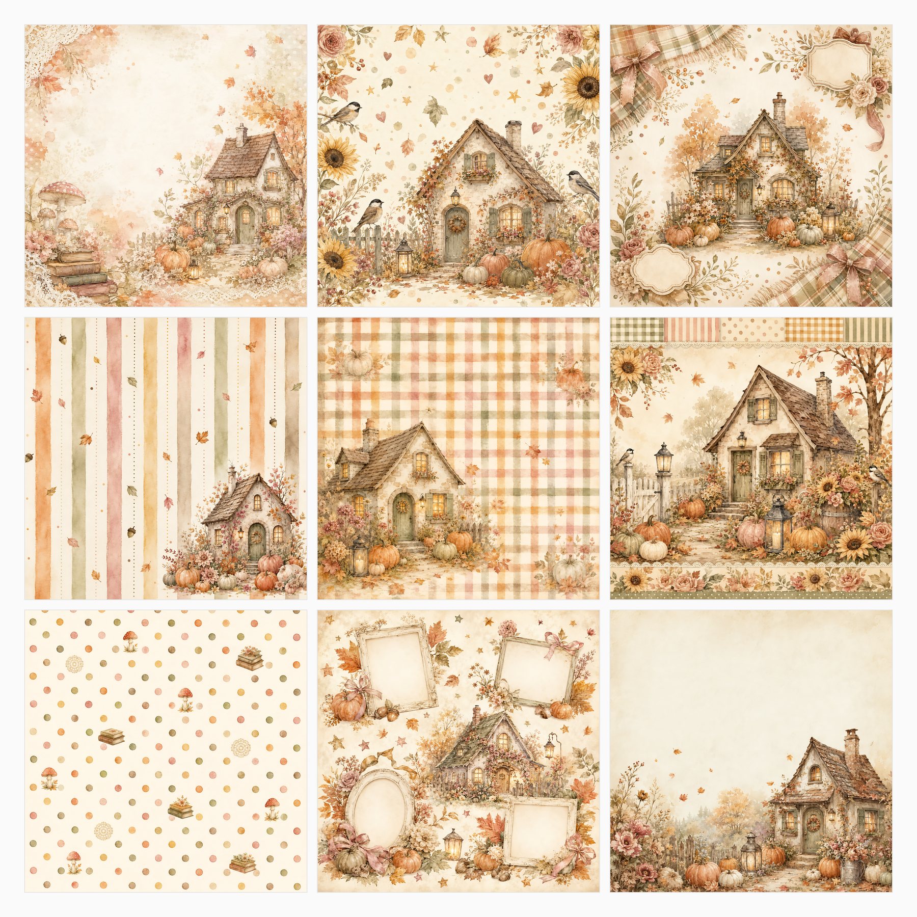 Shabby Autumn Cottage Harvest Digital Scrapbook Papers preview 3