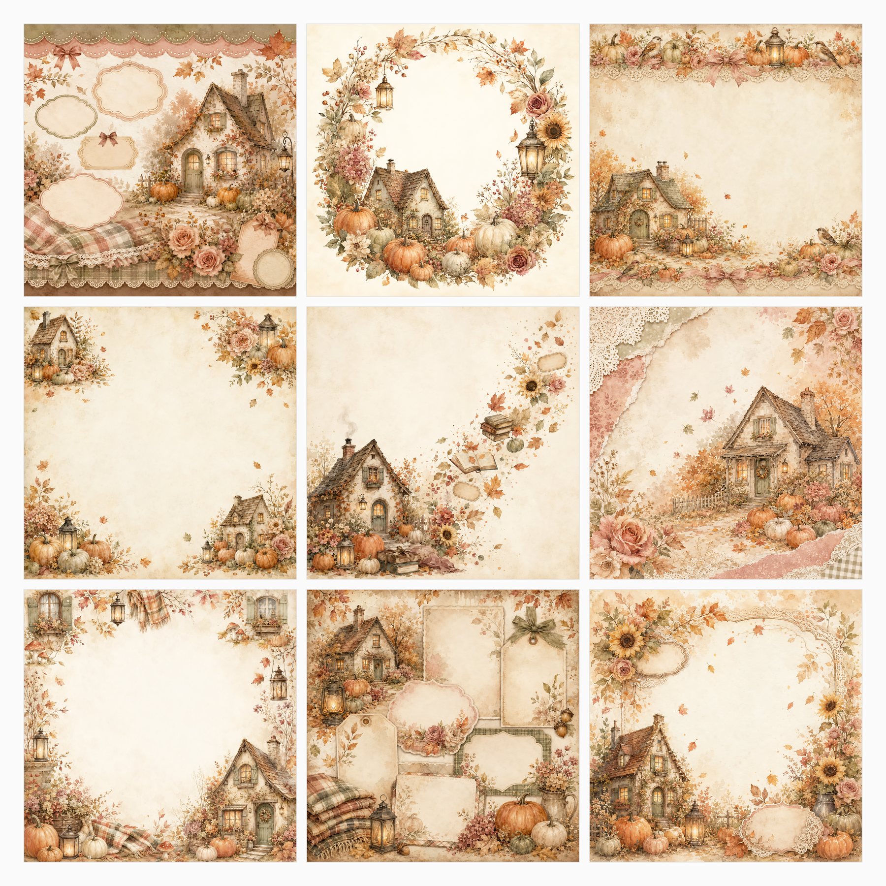 Shabby Autumn Cottage Harvest Digital Scrapbook Papers preview 4