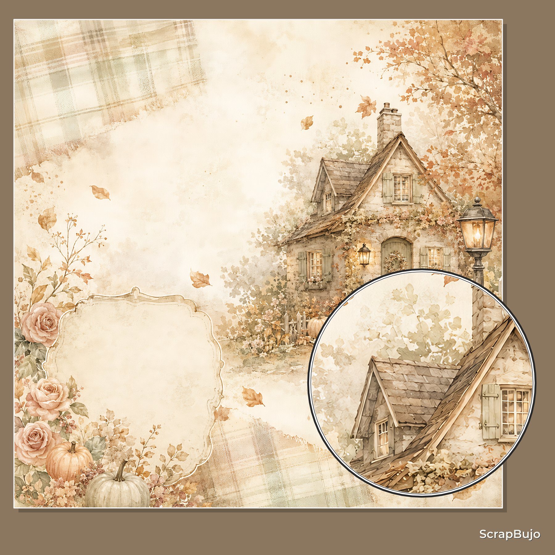 Shabby Autumn Cottage Harvest Digital Scrapbook Papers preview 6