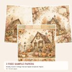 Free Shabby Autumn Cottage Harvest – 3 Printable Paper Samples preview