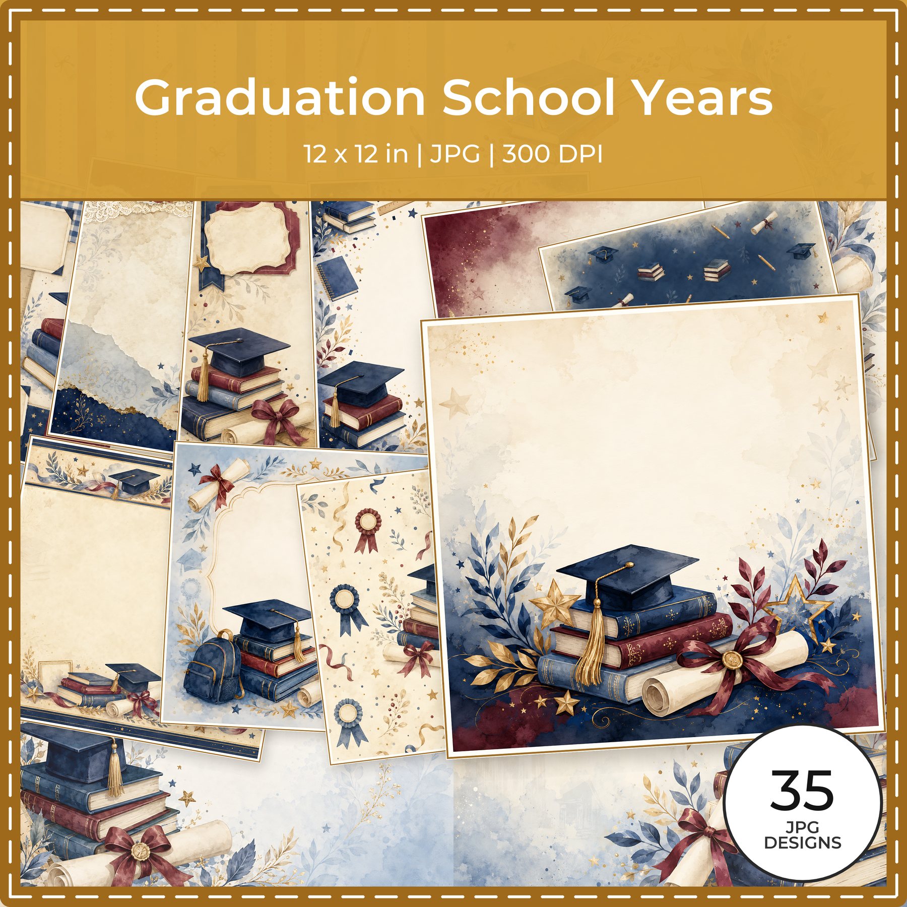 Graduation School Years Digital Scrapbook Papers