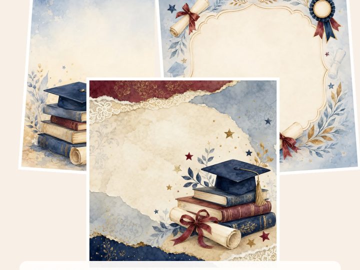 Free Graduation School Years – 3 Printable Scrapbook Paper Samples preview