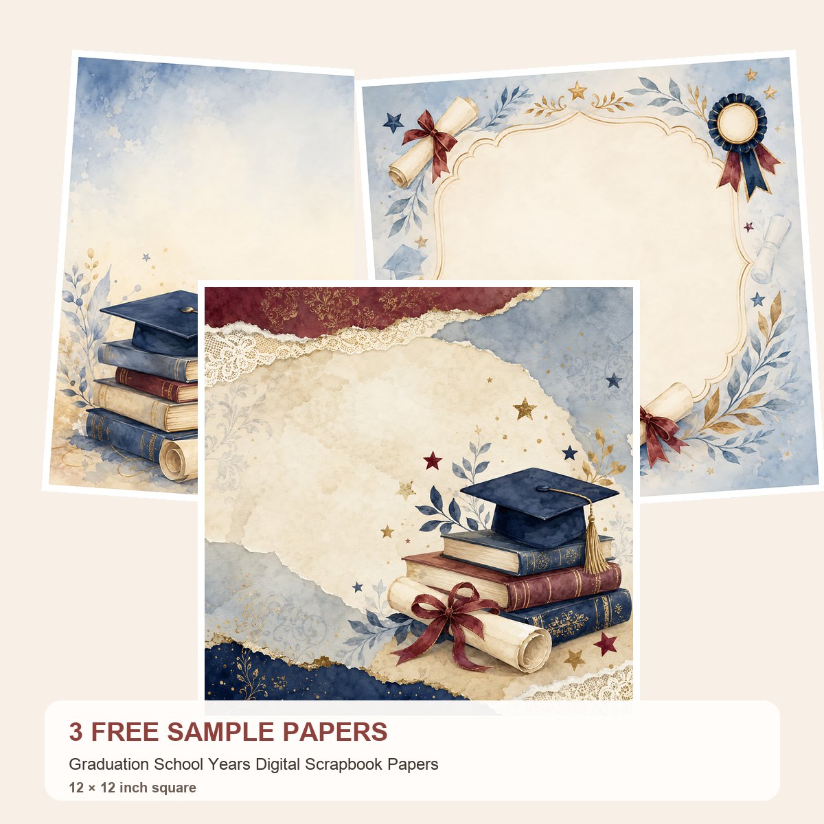 Free Graduation School Years – 3 Printable Scrapbook Paper Samples