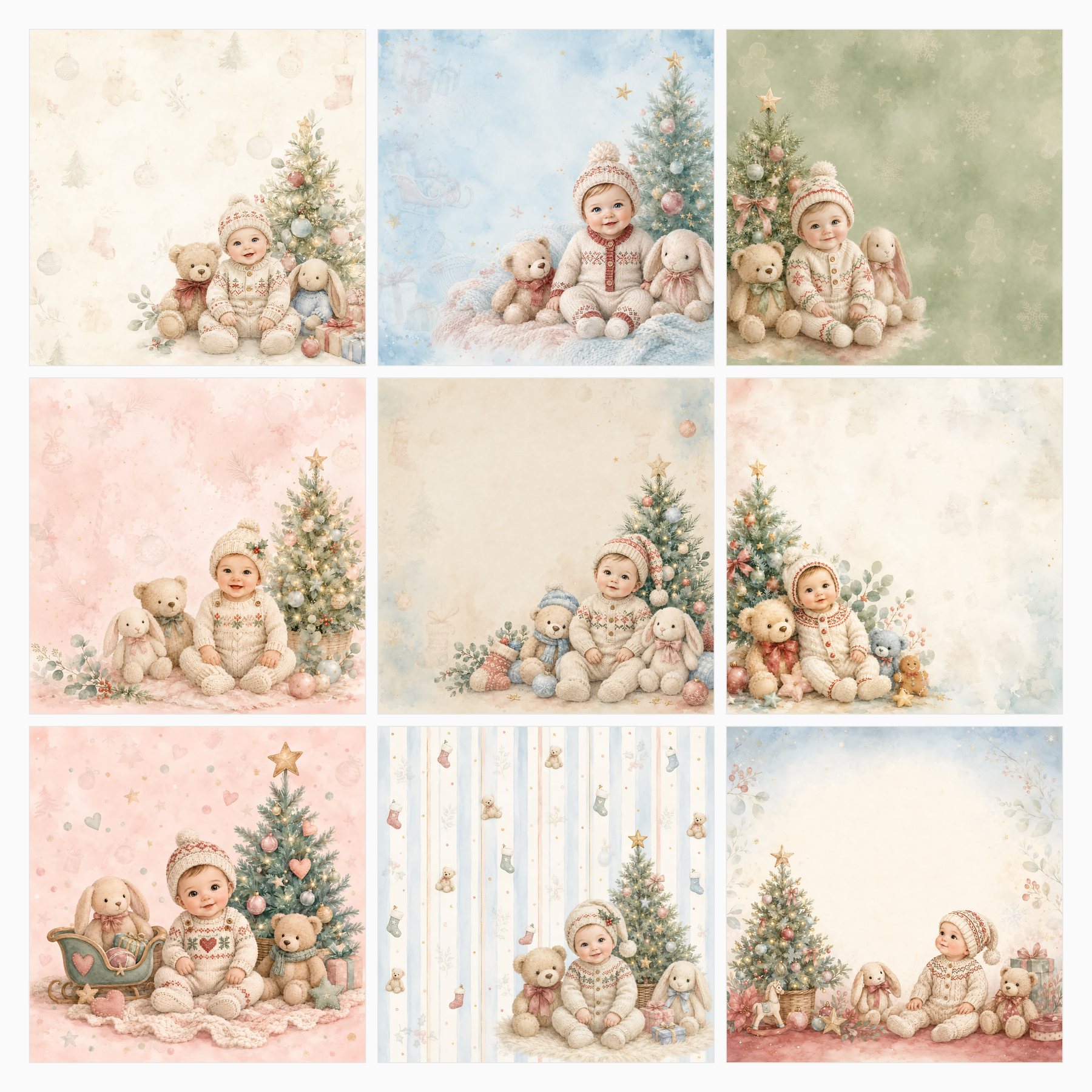 Babys First Christmas Memory Book Digital Scrapbook Paper preview 2