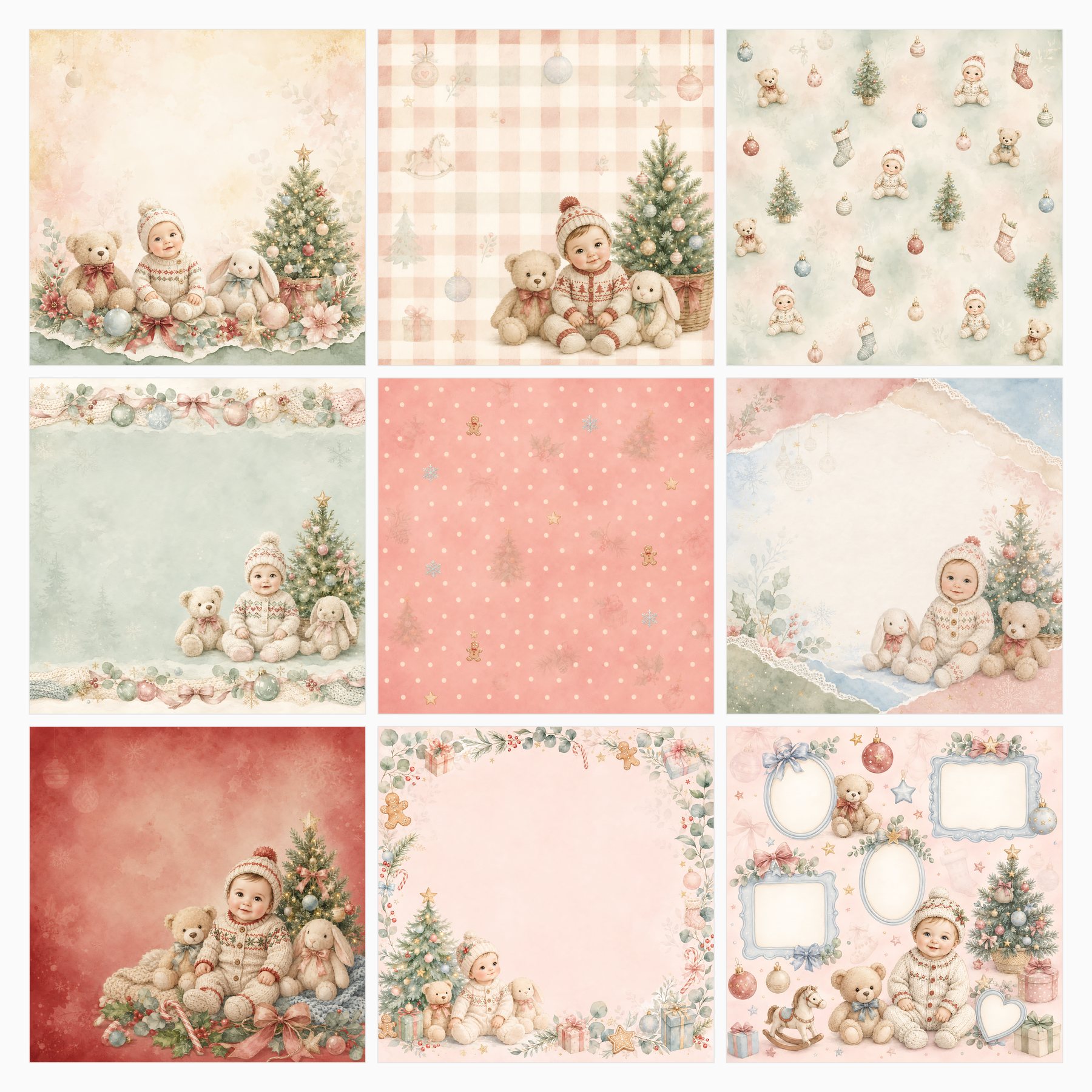 Babys First Christmas Memory Book Digital Scrapbook Paper preview 3