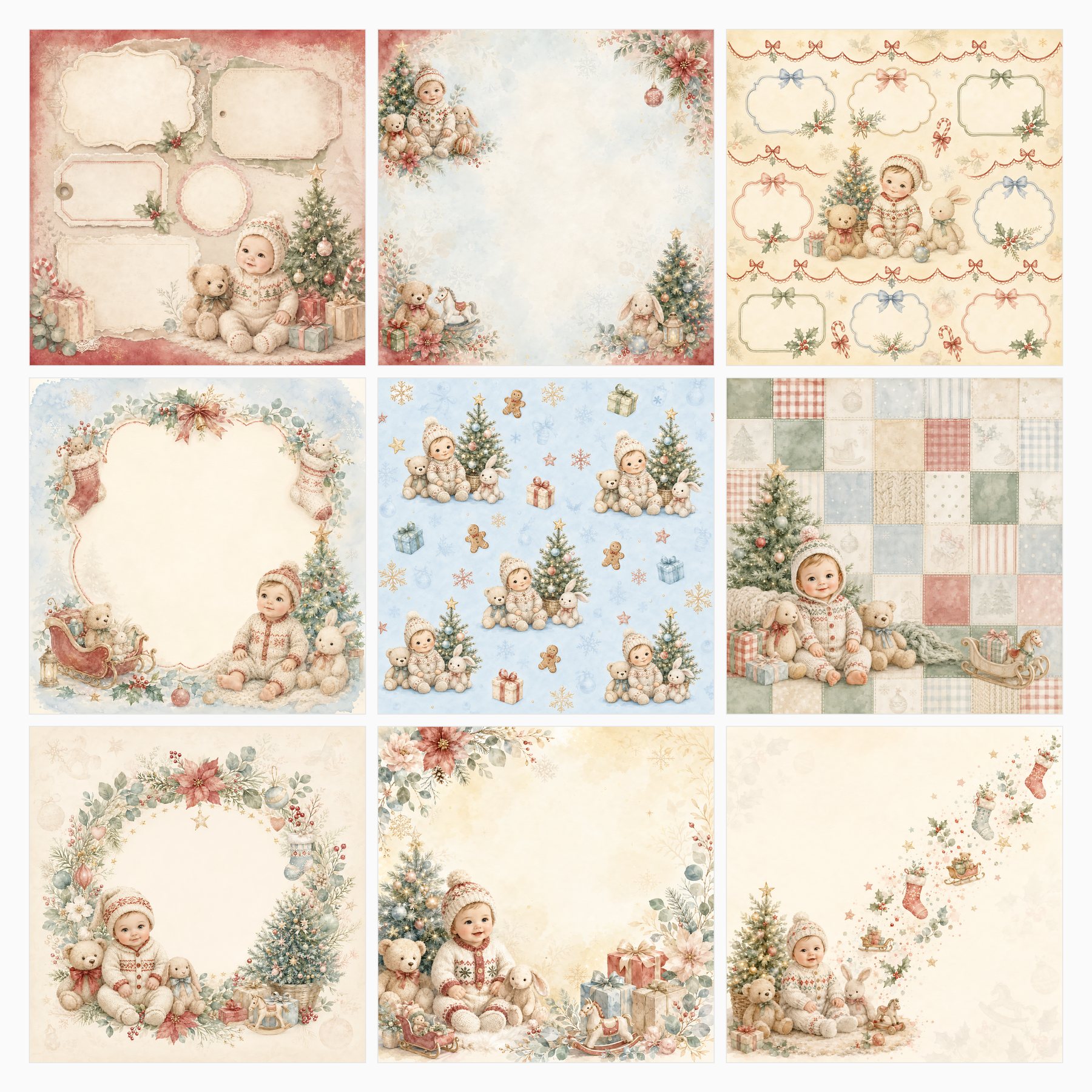 Babys First Christmas Memory Book Digital Scrapbook Paper preview 4