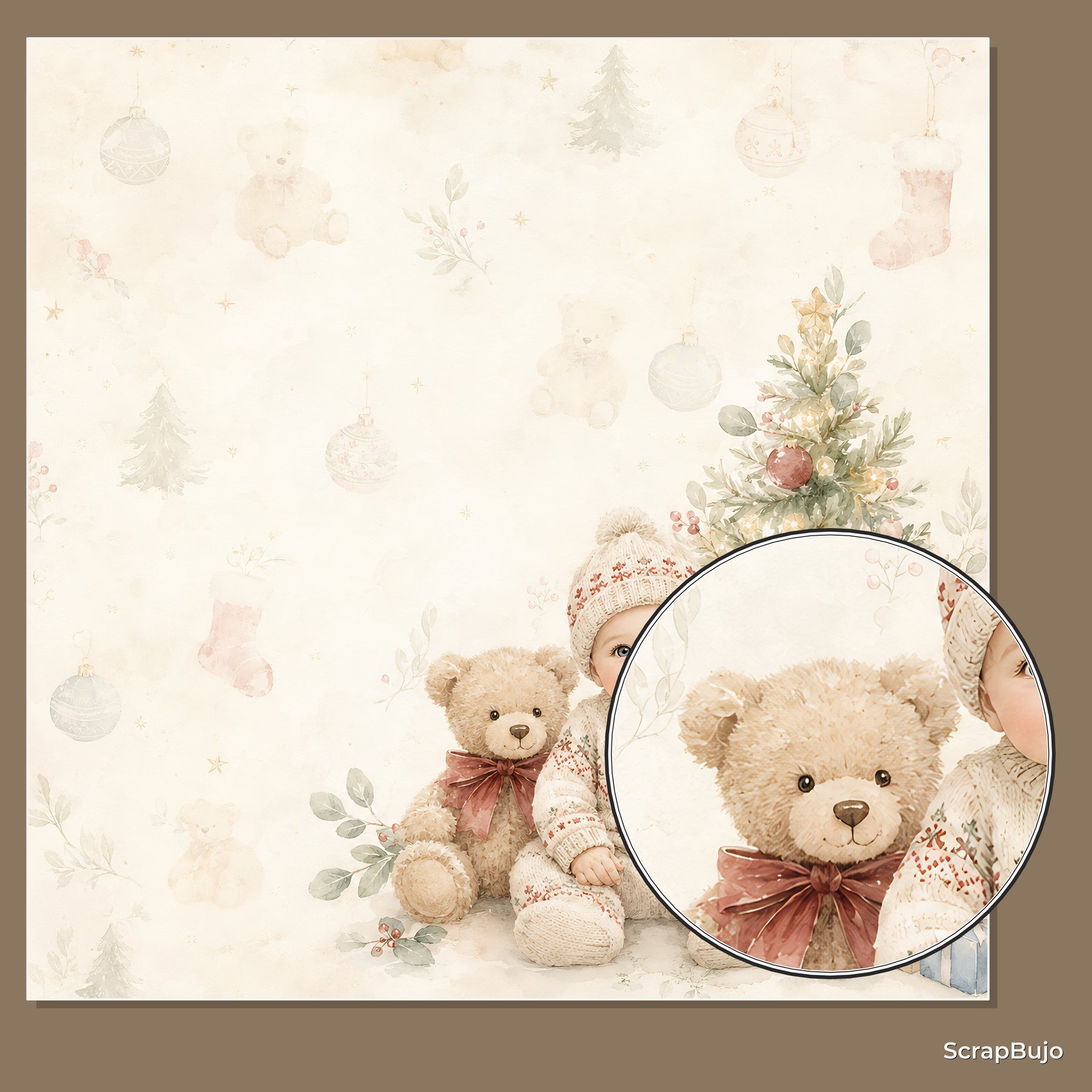 Babys First Christmas Memory Book Digital Scrapbook Paper preview 5