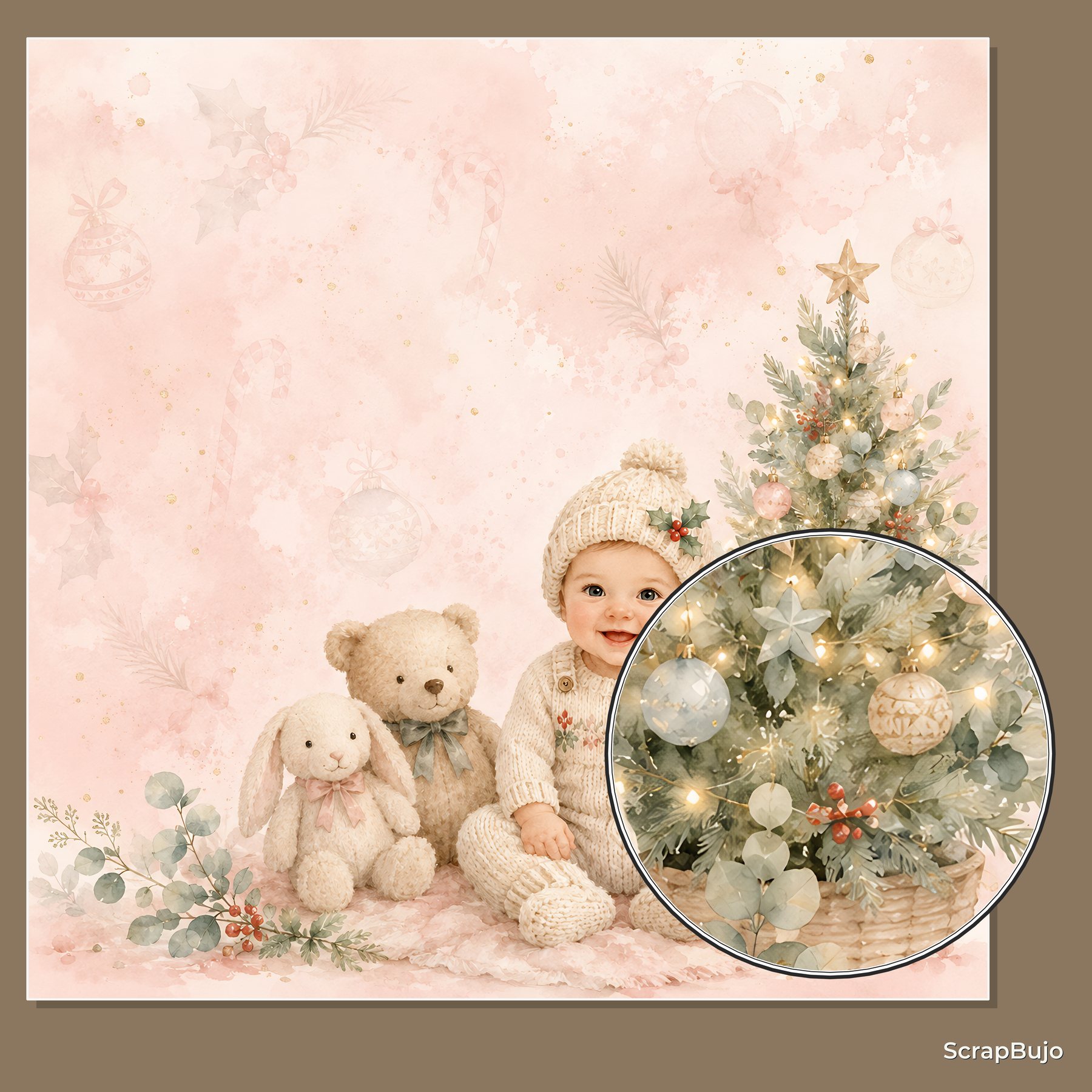 Babys First Christmas Memory Book Digital Scrapbook Paper preview 6