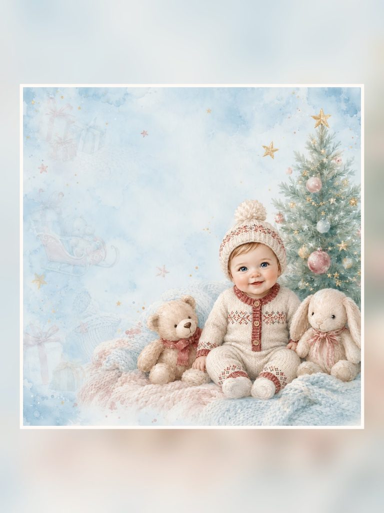 Babys First Christmas Memory Book Digital Scrapbook Paper poster portrait