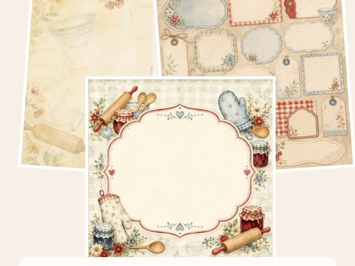 Free Grandmas Recipe Family Cookbook – 3 Printable Scrapbook Paper Samples