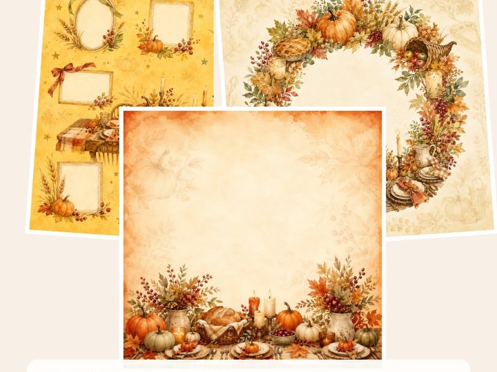 Free Thanksgiving Family Gathering Memories – 3 Printable Scrapbook Paper Samples