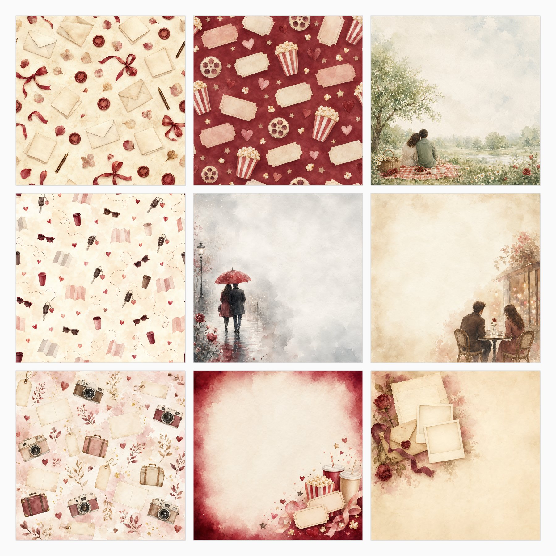 Our Story So Far Red Romance Anniversary Digital Scrapbook Paper preview 4