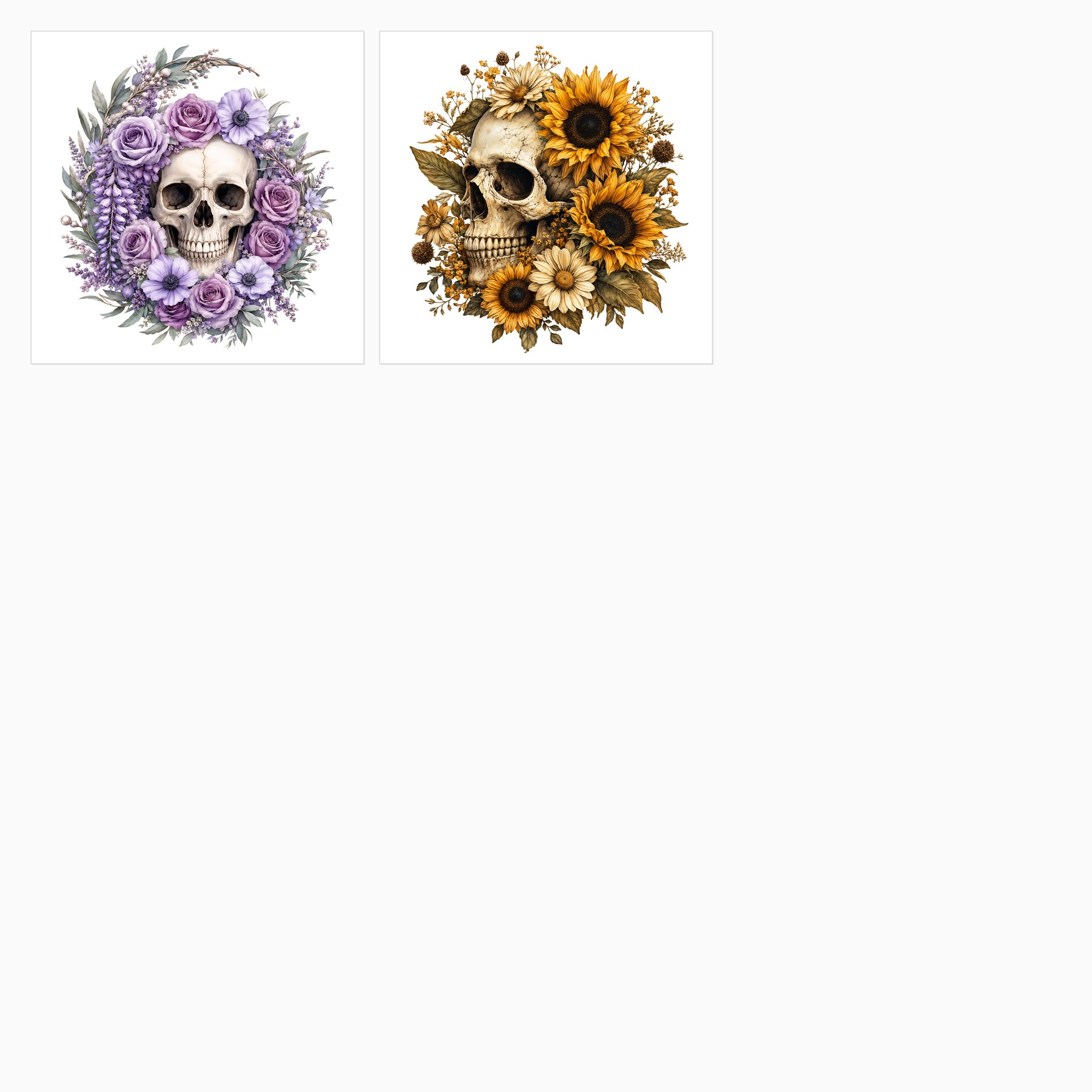 20 Floral Skull PNG Clipart Bundle for Gothic Crafts preview 4