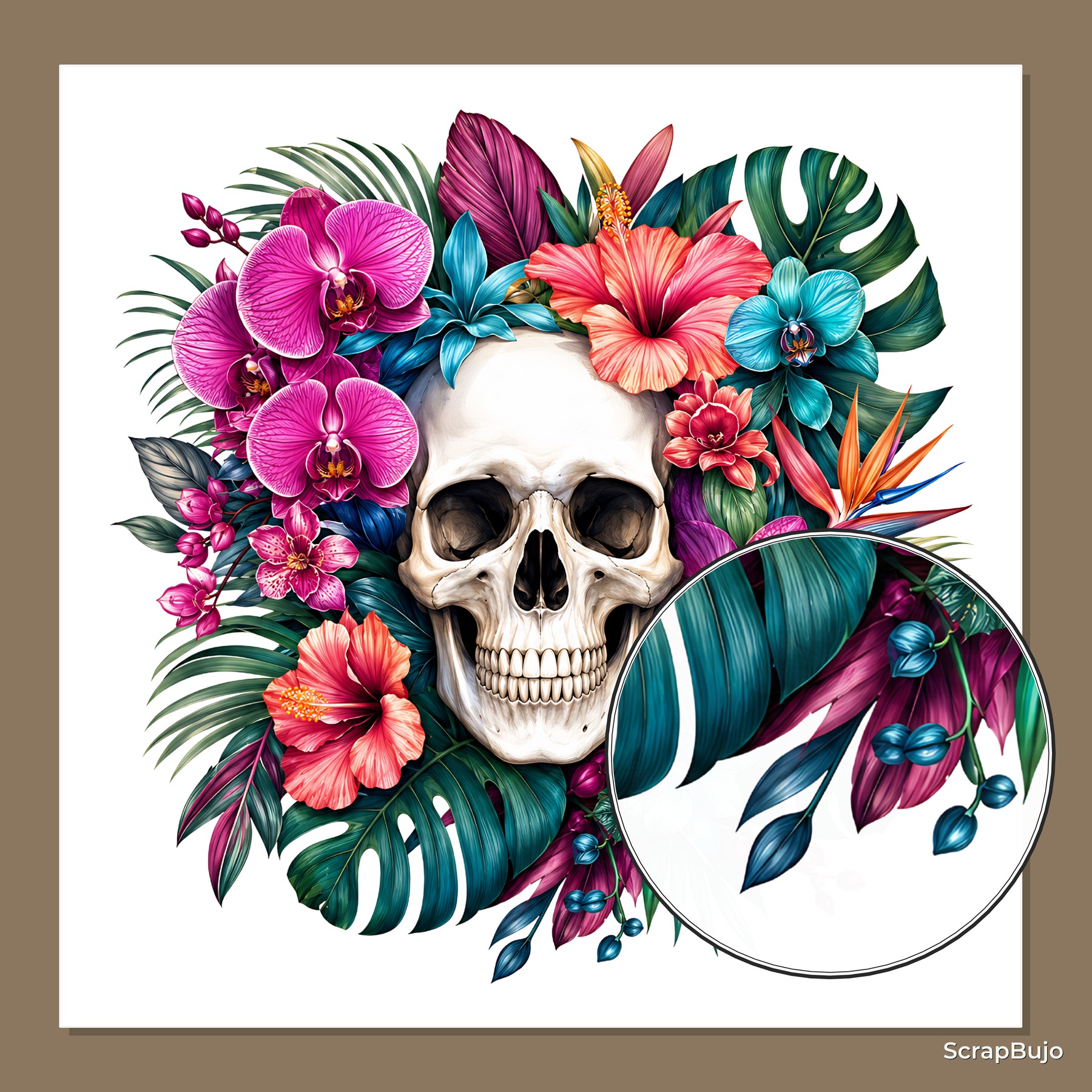 20 Floral Skull PNG Clipart Bundle for Gothic Crafts preview 5