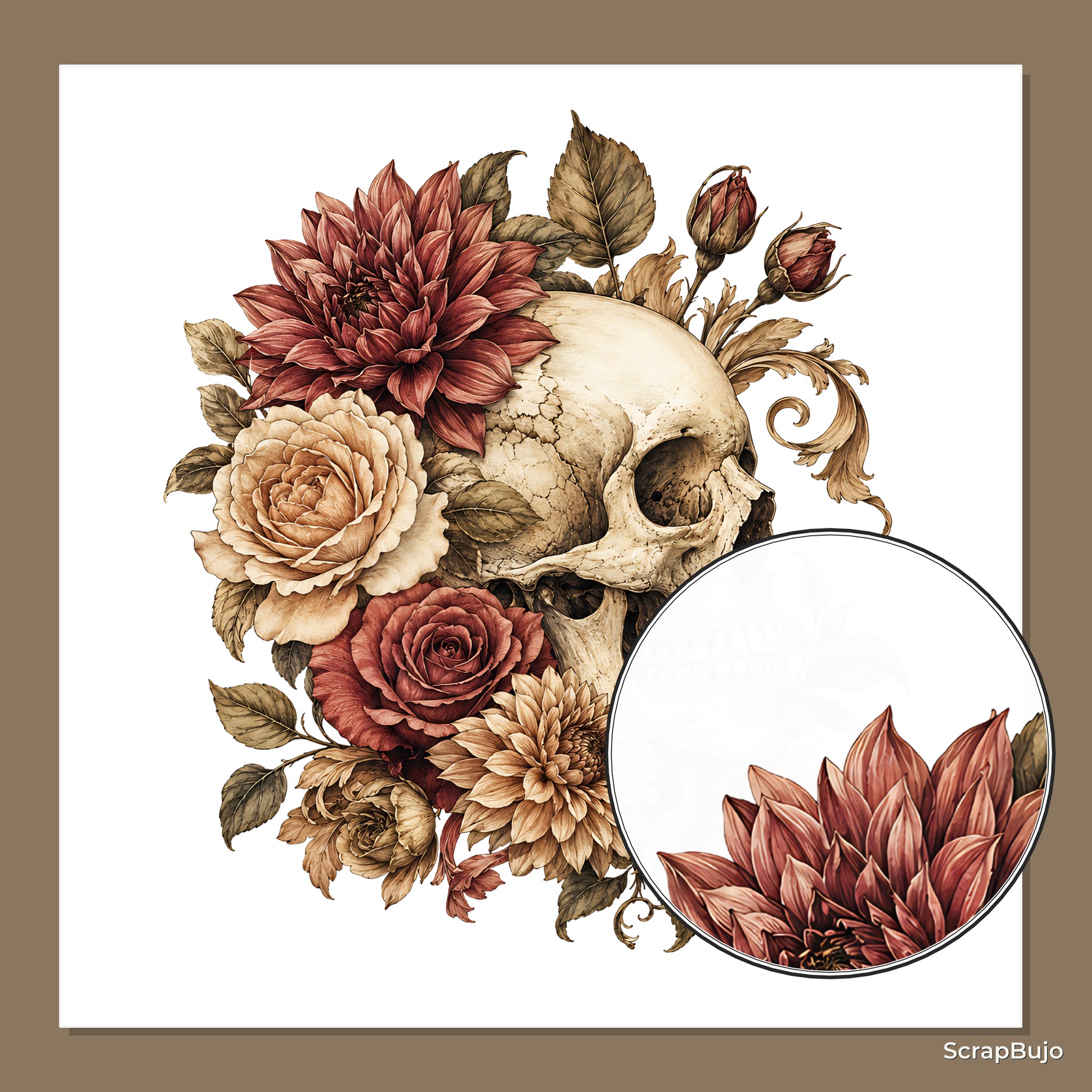 20 Floral Skull PNG Clipart Bundle for Gothic Crafts preview 6
