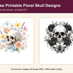 2 Free Printable Floral Skull Designs preview