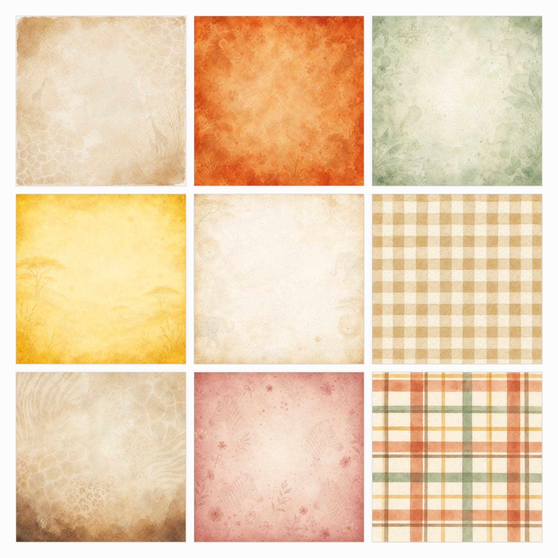 Savanna Memories Watercolor Safari Digital Scrapbook Papers preview 2