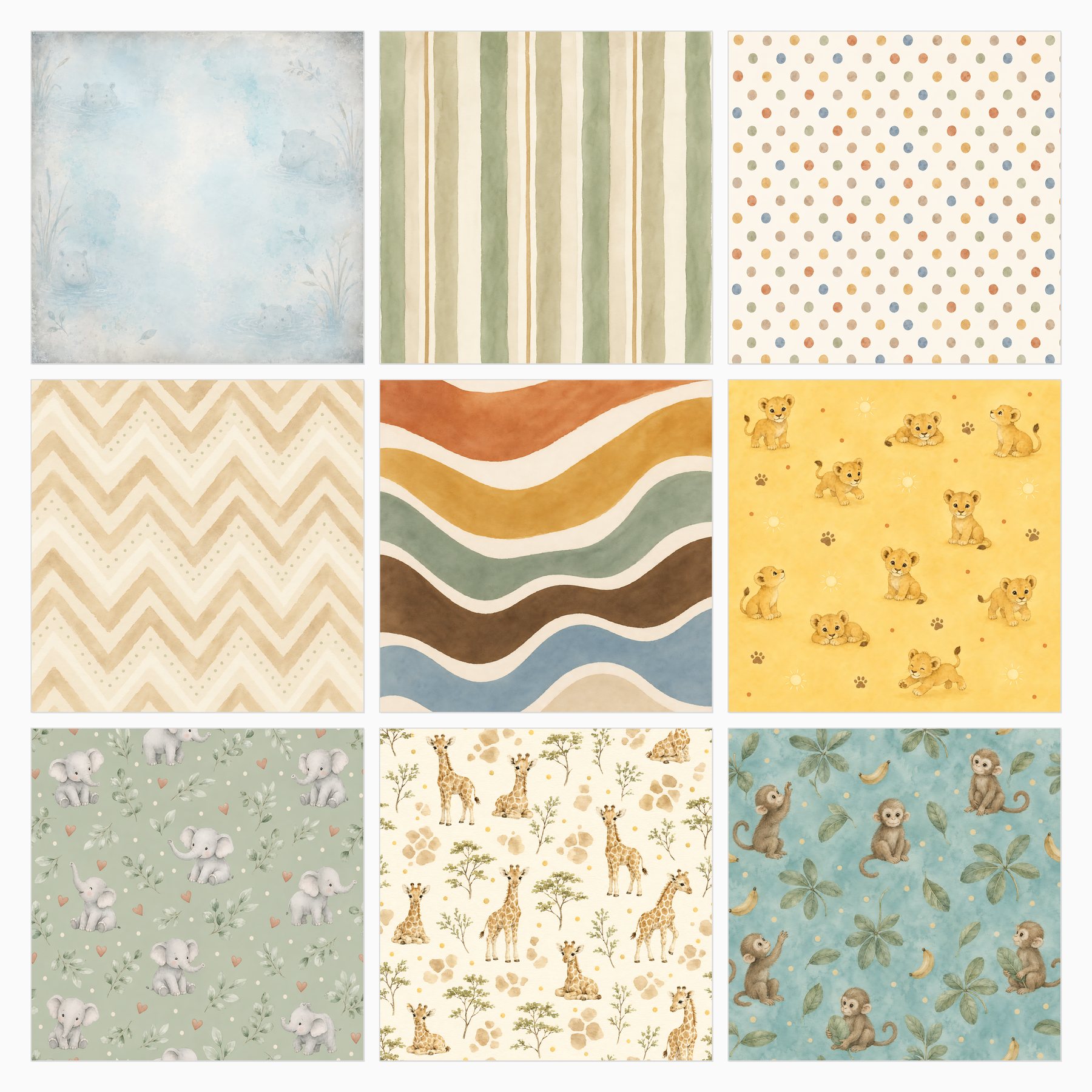 Savanna Memories Watercolor Safari Digital Scrapbook Papers preview 3