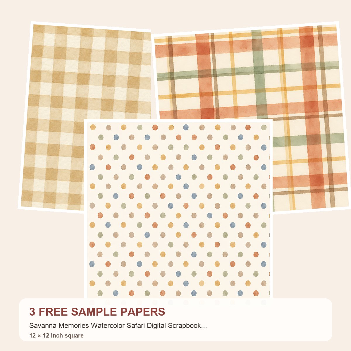 Free Savanna Memories Watercolor Safari Printable Samples