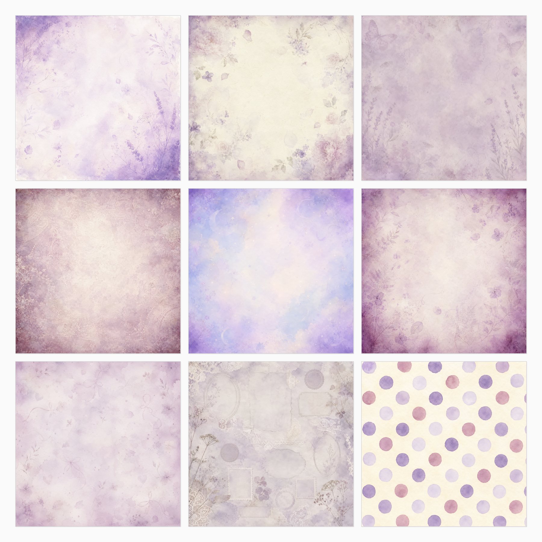 Purple Watercolor Garden Digital Scrapbook Paper preview 2