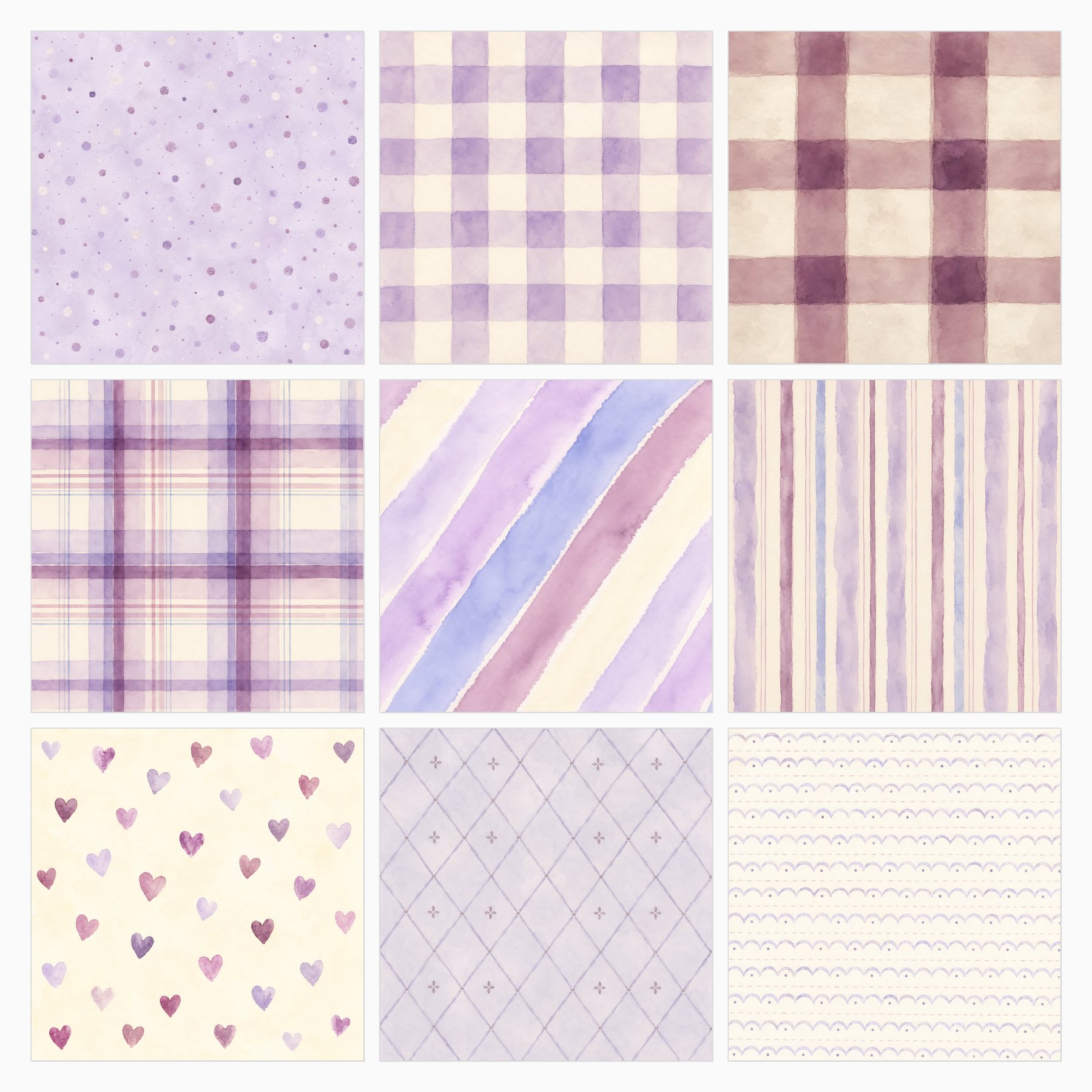 Purple Watercolor Garden Digital Scrapbook Paper preview 3