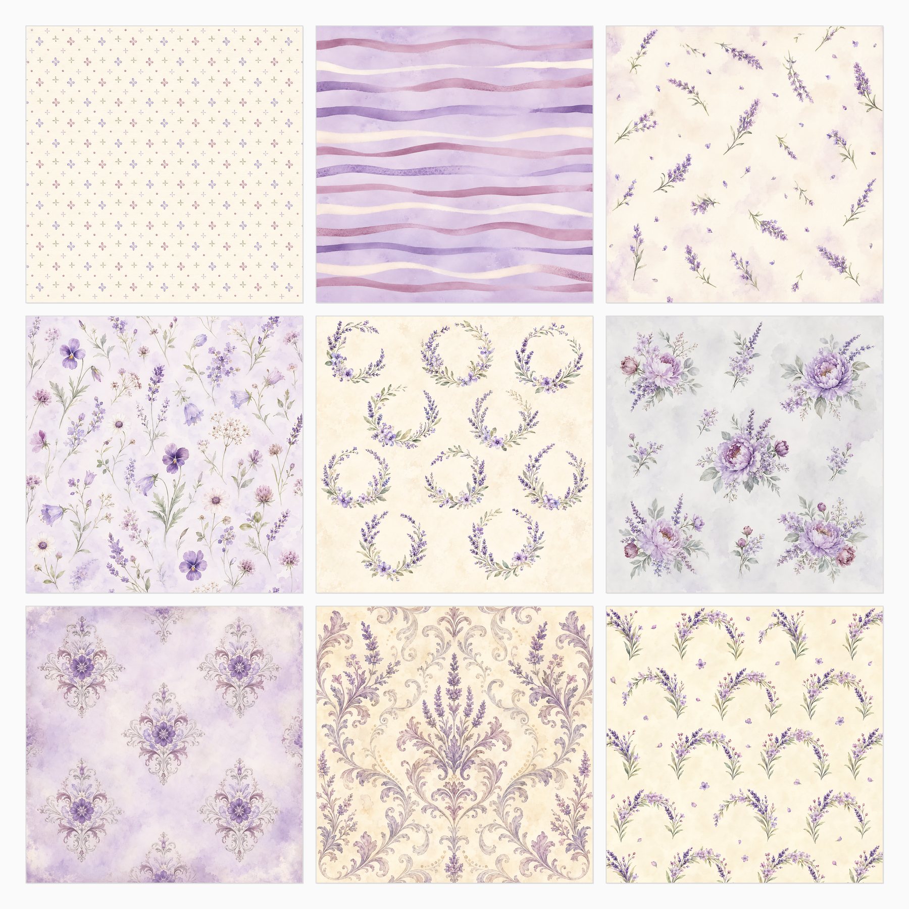 Purple Watercolor Garden Digital Scrapbook Paper preview 4
