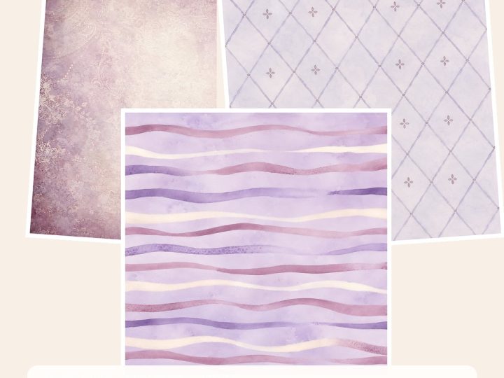 Free Purple Watercolor Garden – 3 Printable Scrapbook Paper Samples preview