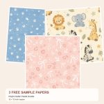 Free Playful Safari Pastel Doodle – 3 Printable Scrapbook Paper Samples preview