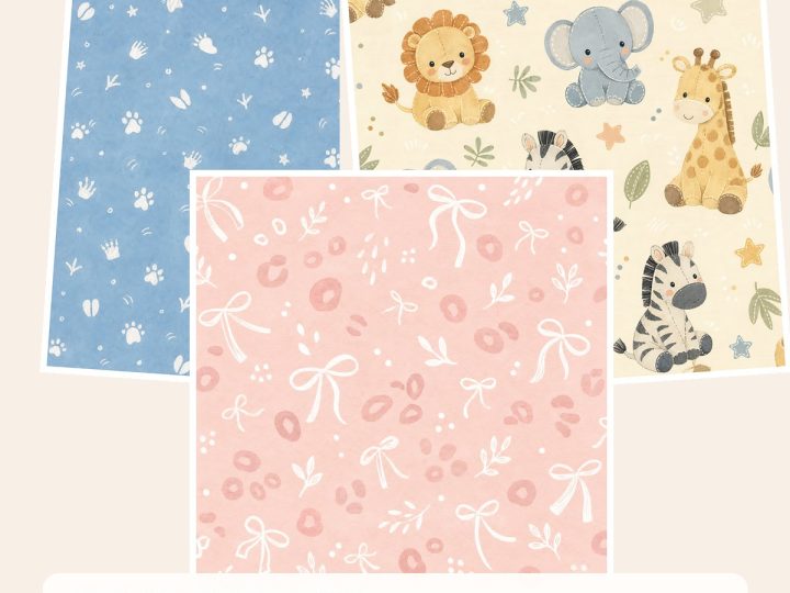 Free Playful Safari Pastel Doodle – 3 Printable Scrapbook Paper Samples preview