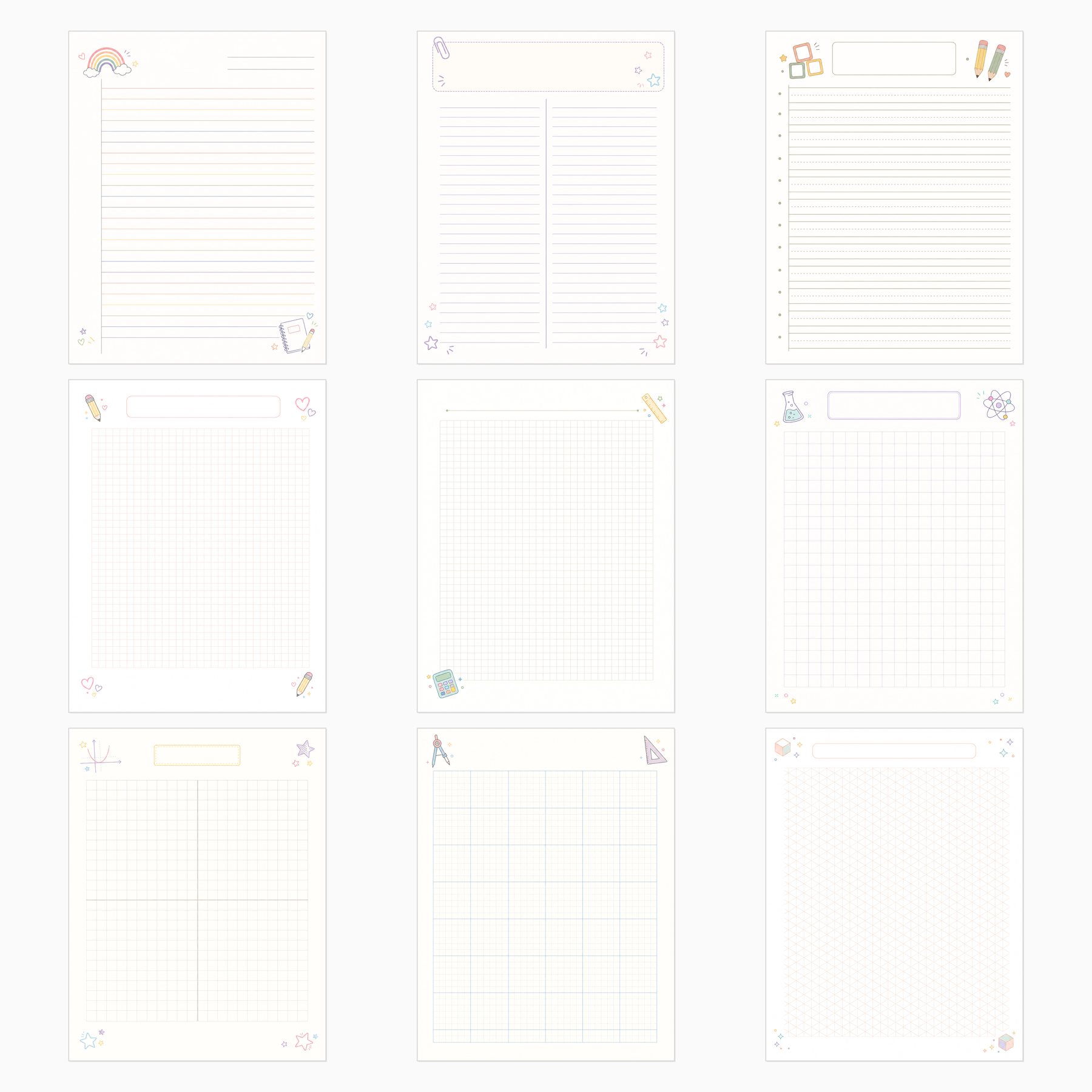 Pastel School Notebook Printable Paper Kit preview 3
