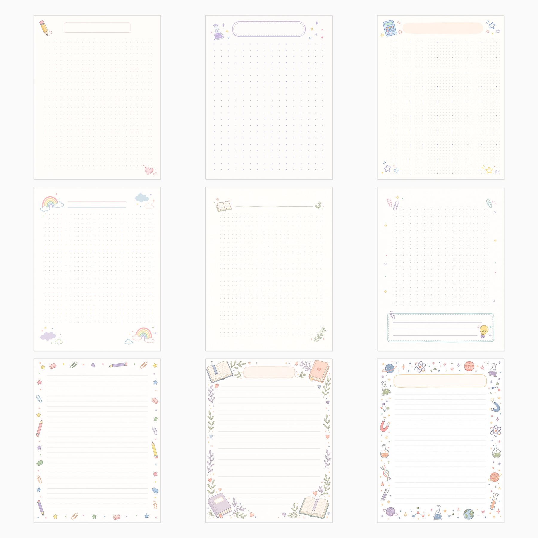 Pastel School Notebook Printable Paper Kit preview 4