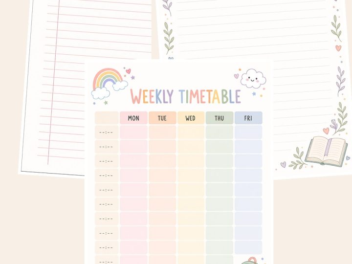 Free Pastel School Notebook Printable Paper Kit – 3 Sample Papers preview