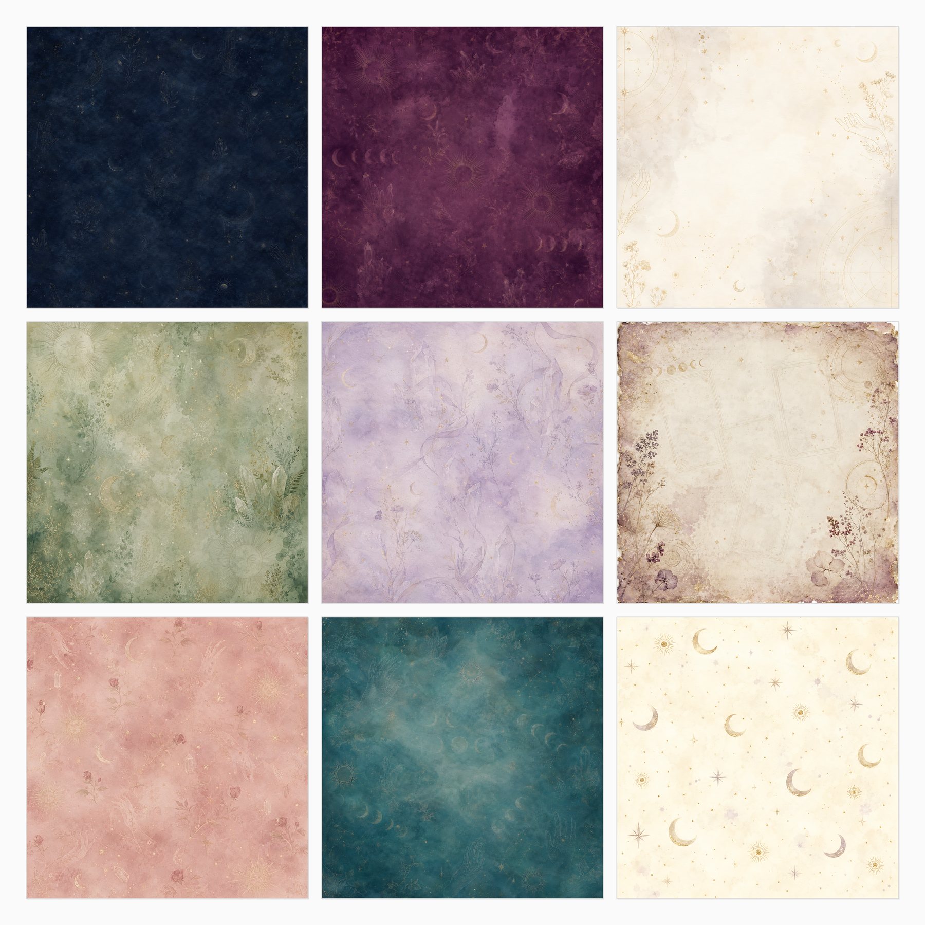 Mystic Celestial Tarot Zodiac Digital Scrapbook Paper preview 2