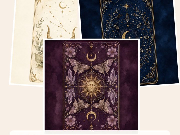 Free Mystic Celestial Tarot Zodiac – 3 Printable Scrapbook Paper Samples preview