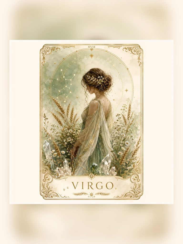 Mystic Celestial Tarot Zodiac Digital Scrapbook Paper poster portrait