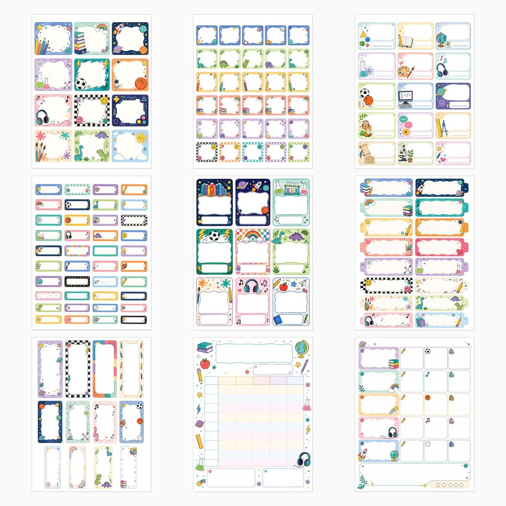 Printable back-to-school labels and school organization designs preview 2