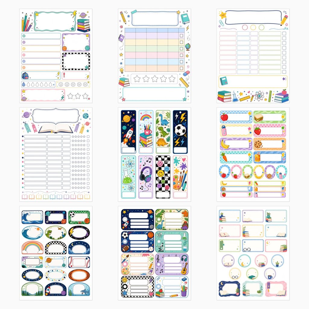 Printable back-to-school labels and school organization designs preview 3