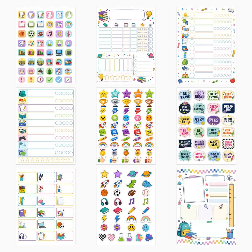 Printable back-to-school labels and school organization designs preview 4